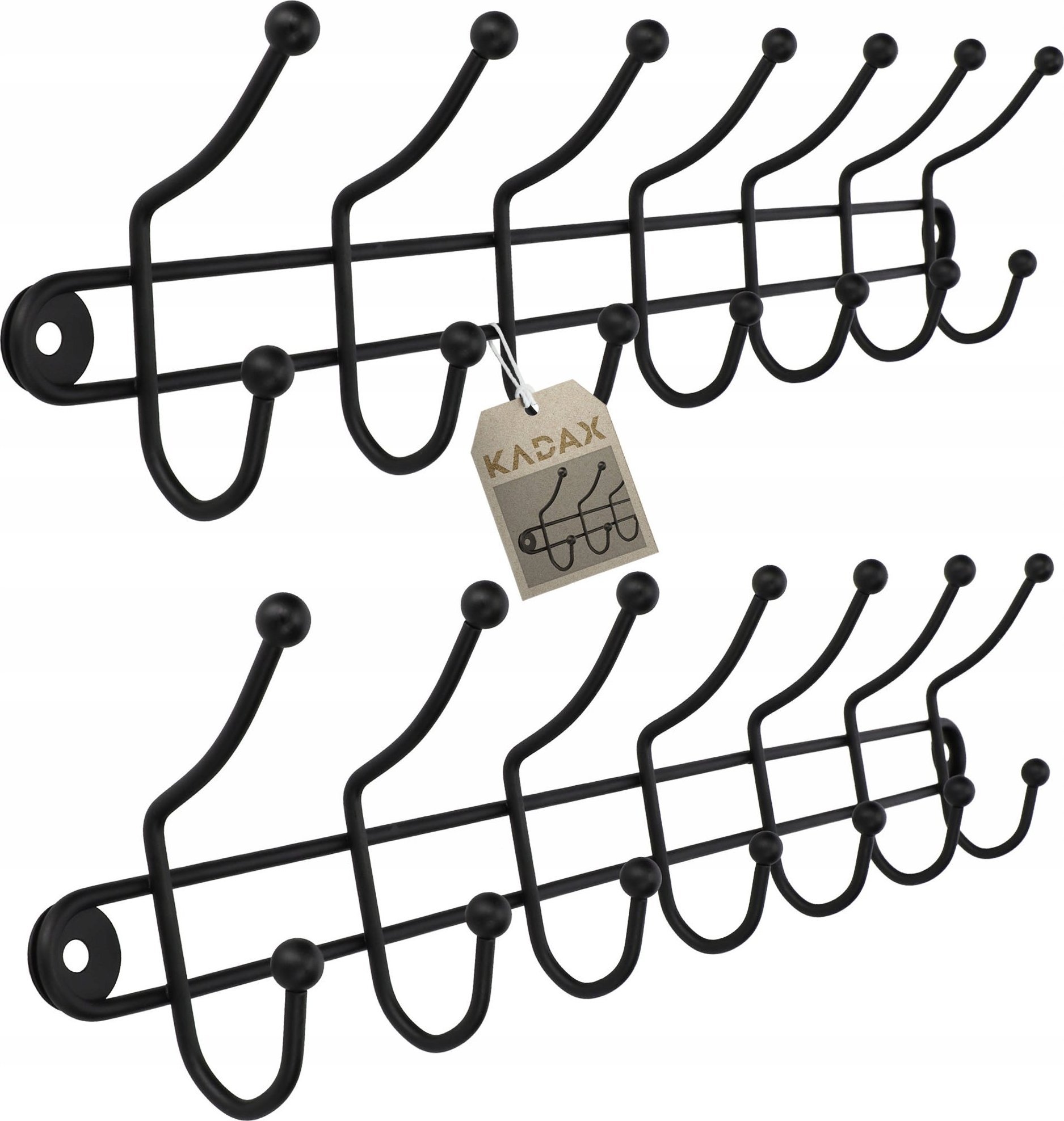 Kadax Wieszak Uchwyt Na Ubrania Ścienny Czarny Mocny 2x
