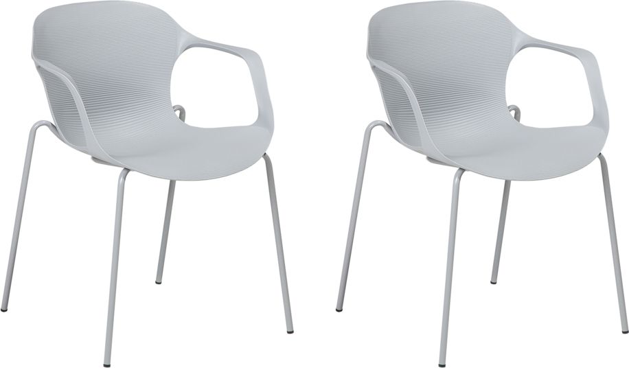 Beliani Zestaw 2 krzeseł do jadalni szary ELBERT