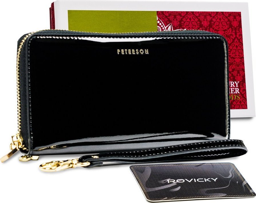 Peterson Duży skórzany portfel damski piórnik Peterson NoSize