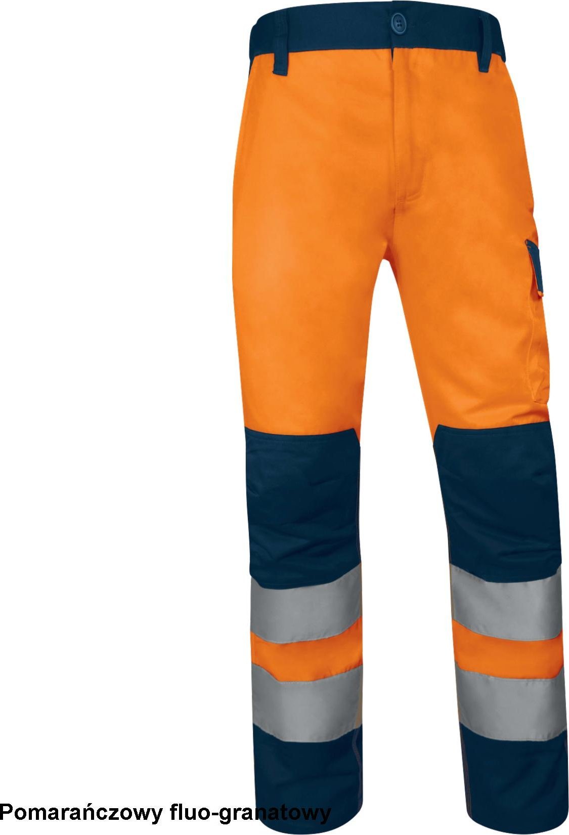 M1PA2HVCL2 - Spodnie z wieloma kieszeniami H.V klasy 2 zapewniają dobrą widoczność w warunkach słabego oświetlenia i w - żółty fluo-granatowy S