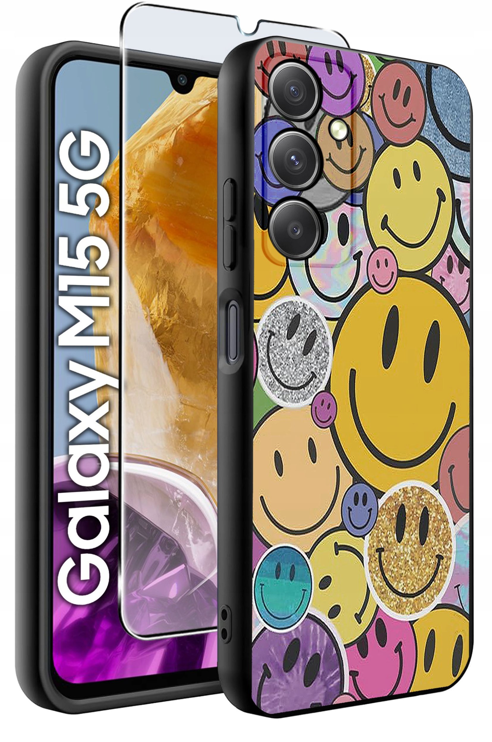 ETUI do Samsung M15 5G WZORY | SILIKONOWE MATT CASE + SZKŁO HARTOWANE 9H