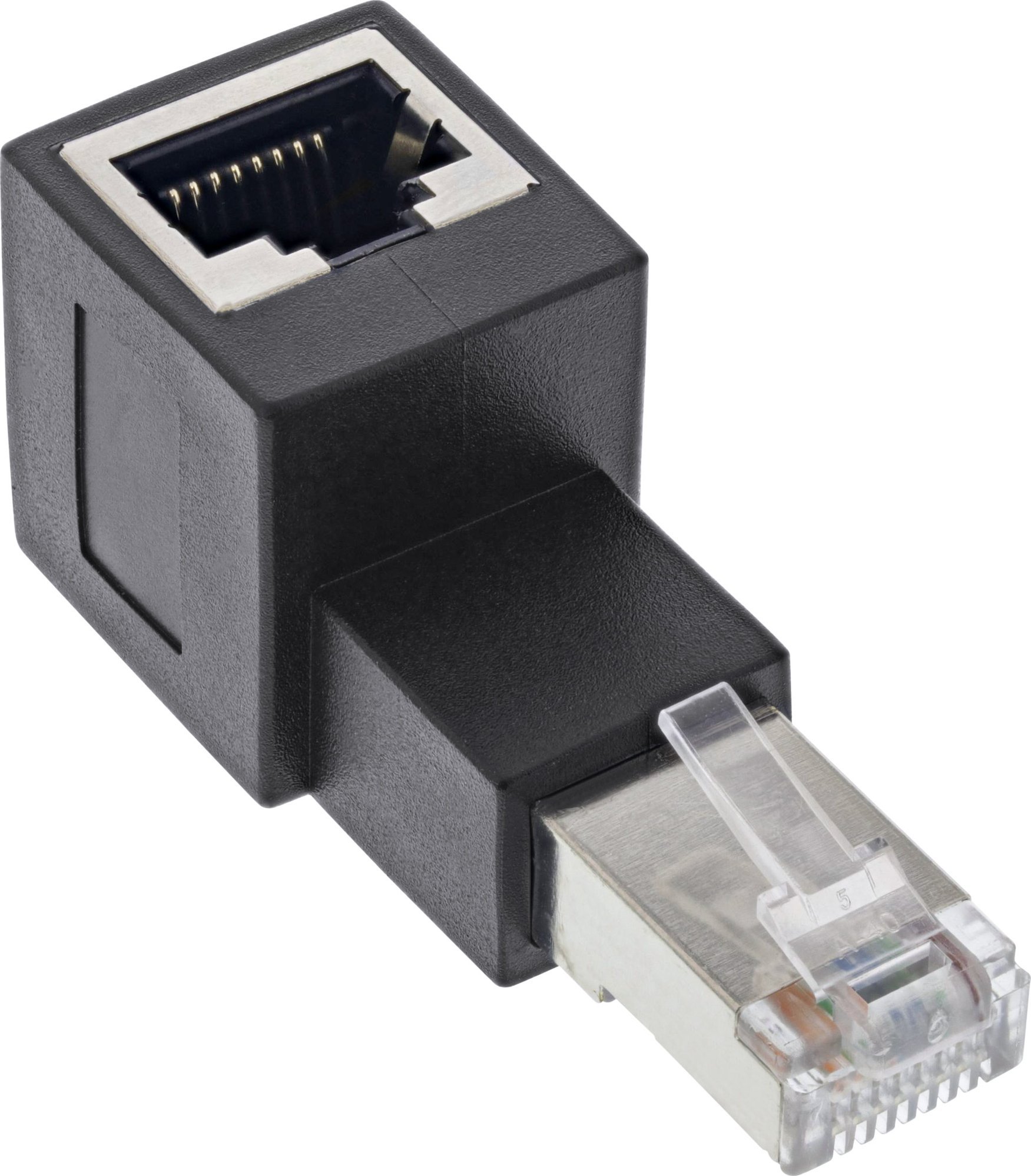 InLine InLine® patch cord adapter Cat.6A, RJ45 plug / socket, angled 90° upwards