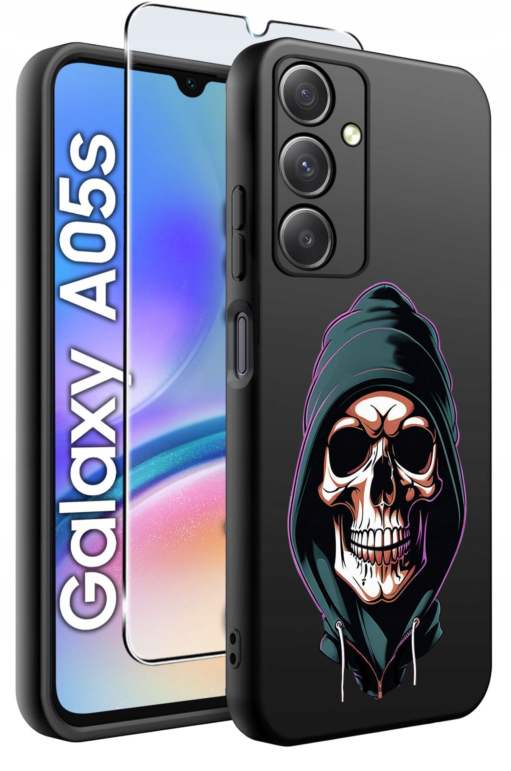 ETUI do Samsung A05s WZORY | SILIKONOWE MATT CASE + SZKŁO 9H