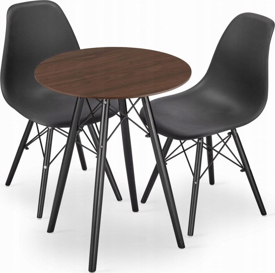 Leobert Zestaw stół okrągły TODI 60 jesion + 2 krzesła OSAKA czarne