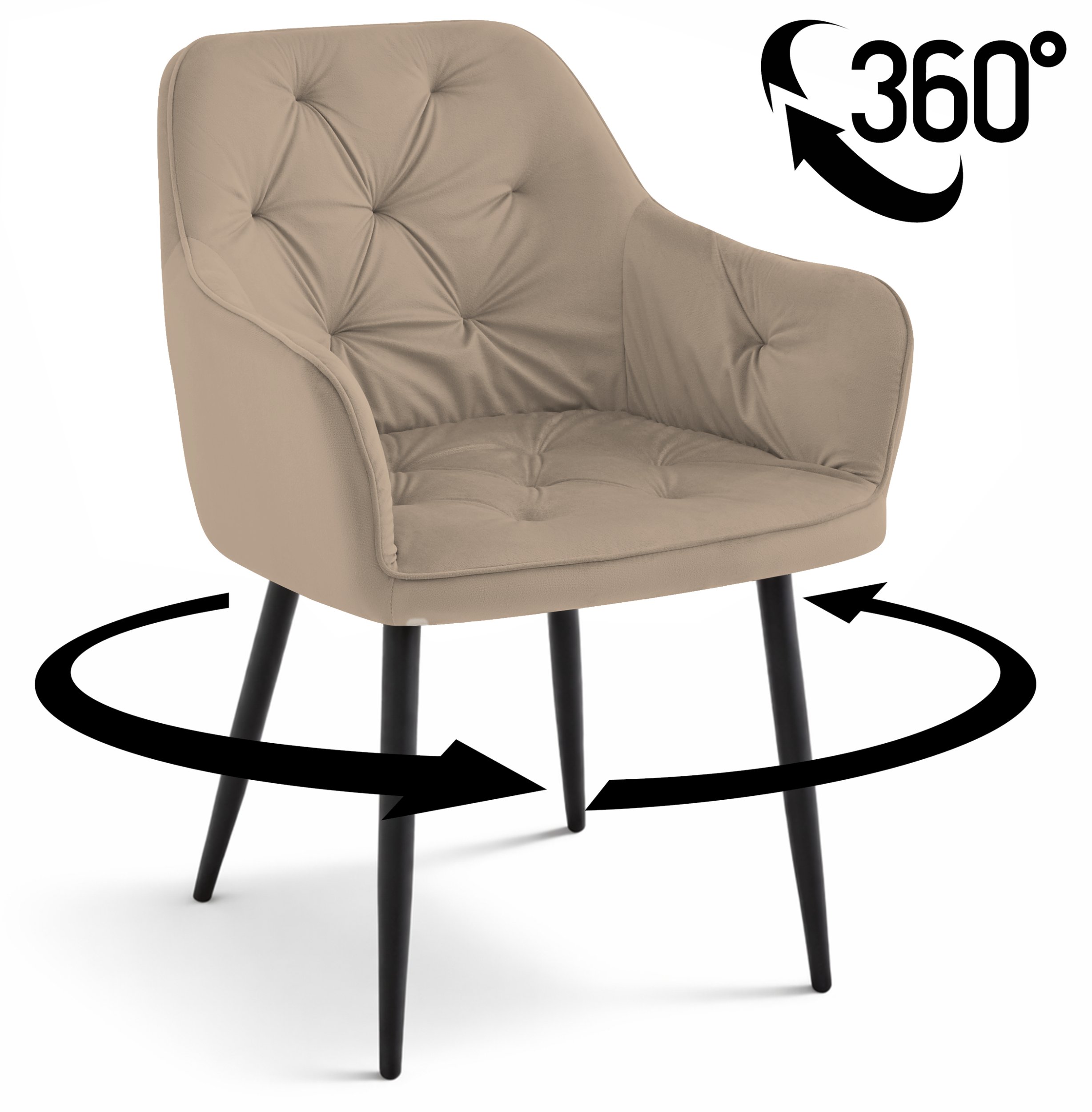 Krzesło obrotowe Julia III velvet taupe glamour do salonu i jadalni