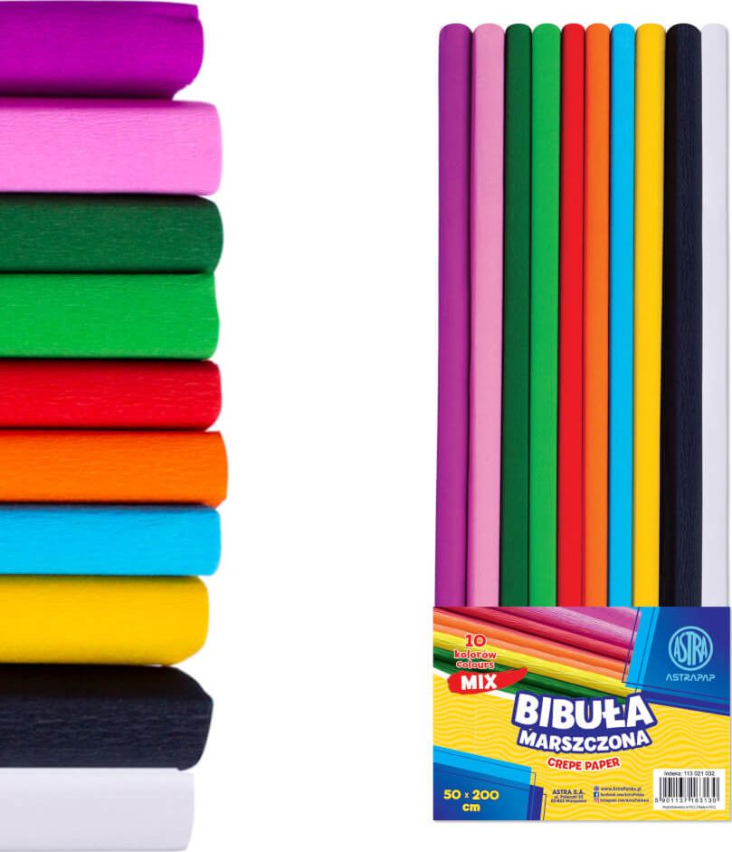 Astra-papier Bibuła marszczona 50x200cm mix (10szt) ASTRA