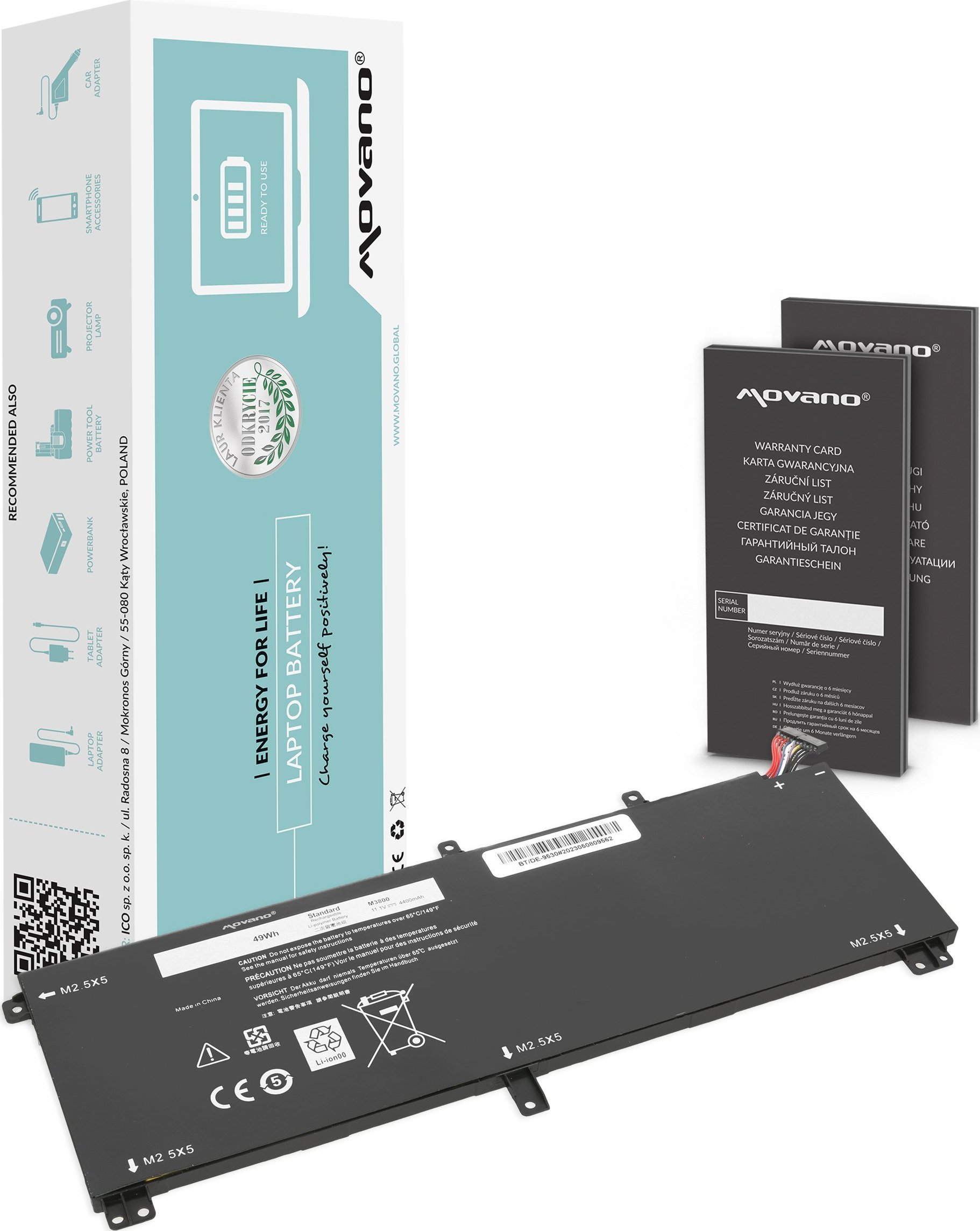 Bateria Movano Bateria M3800 do Dell XPS 15 9530 T0TRM