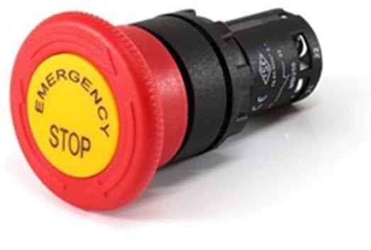 Przycisk dłoniowy bezpieczeństwa monoblok, z tabliczką opisową Emergency stop, 2R, grzybek 40 mm, czerwony T0-MB202EE