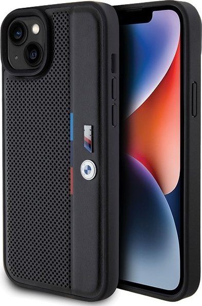 BMW Etui BMHCP15M23PUPVK Apple iPhone 15 Plus / 14 Plus hardcase Perforated Tricolor Line czarny/black