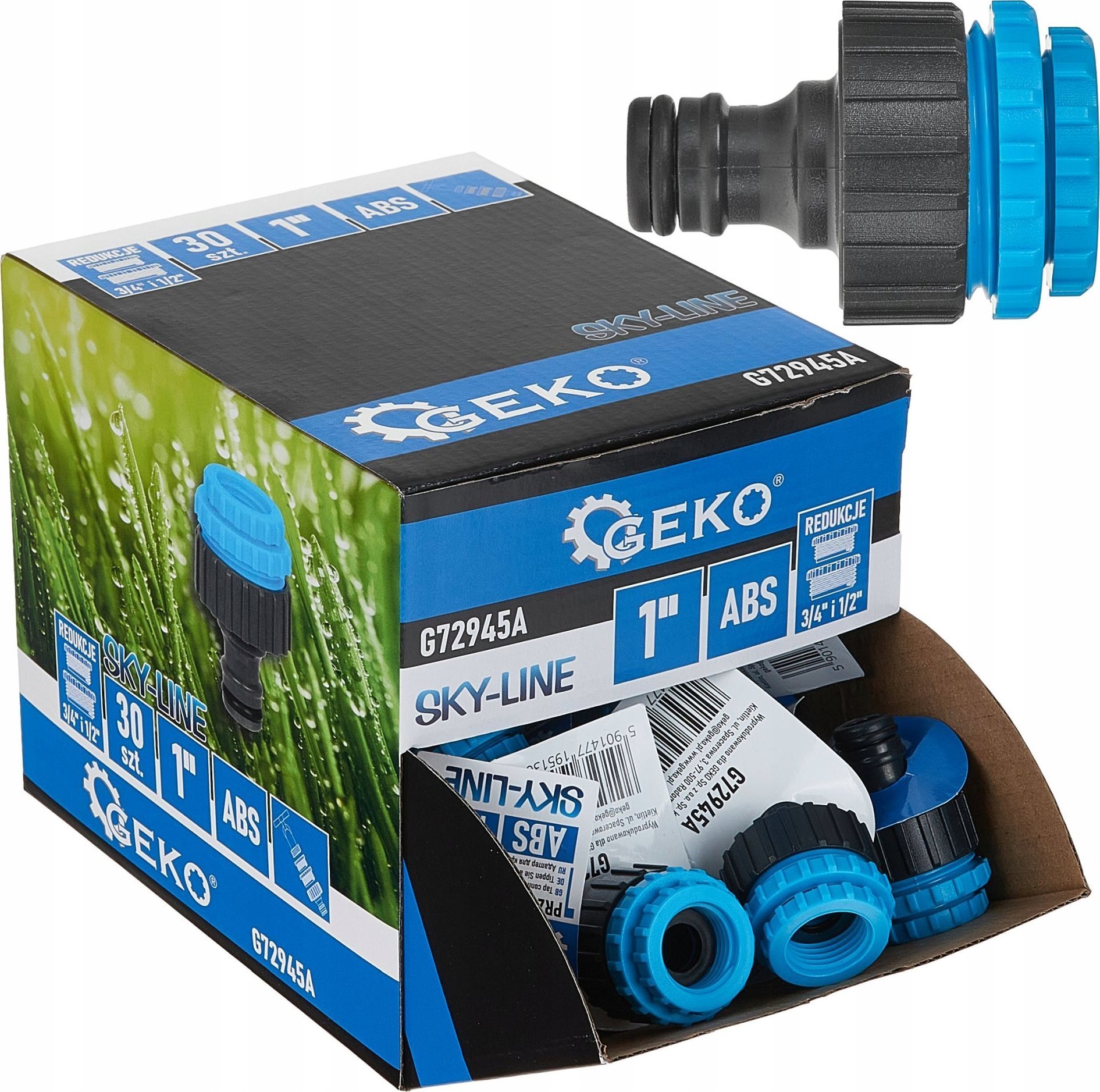 Przyłącze na kran 1" z redukcjami 3/4" i 1/2" SKY-LINE – kartonik wystawowy (30/240)