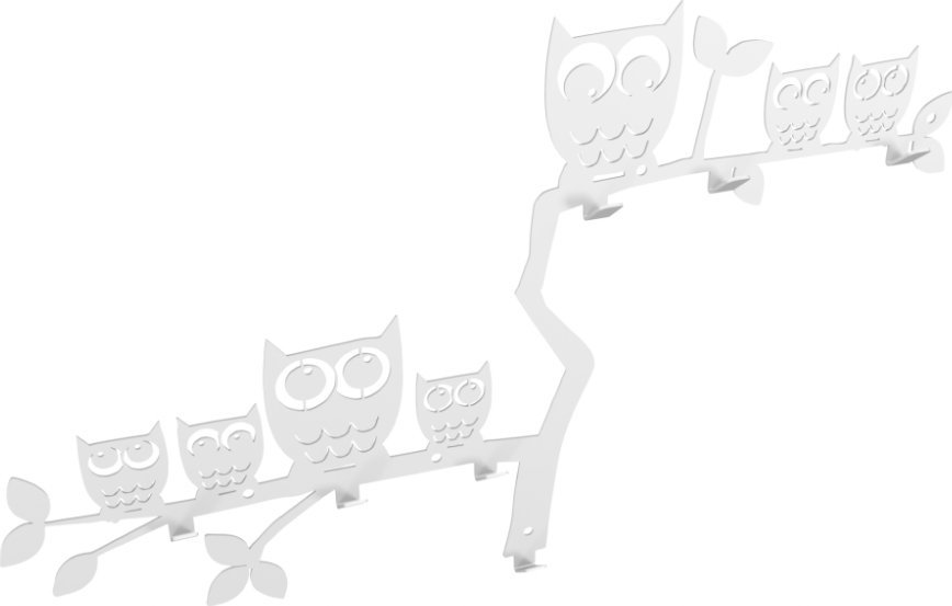 MT3CH Duży metalowy wieszak ścienny wiszący do przedpokoju na kurtki ubrania klucze loft SOWY biały