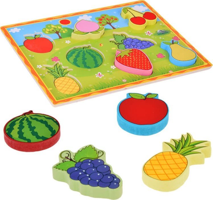 Jokomisiada Układanka drewniana edukacyjne puzzle OWOCE dopasuj 8 ele ZA5255