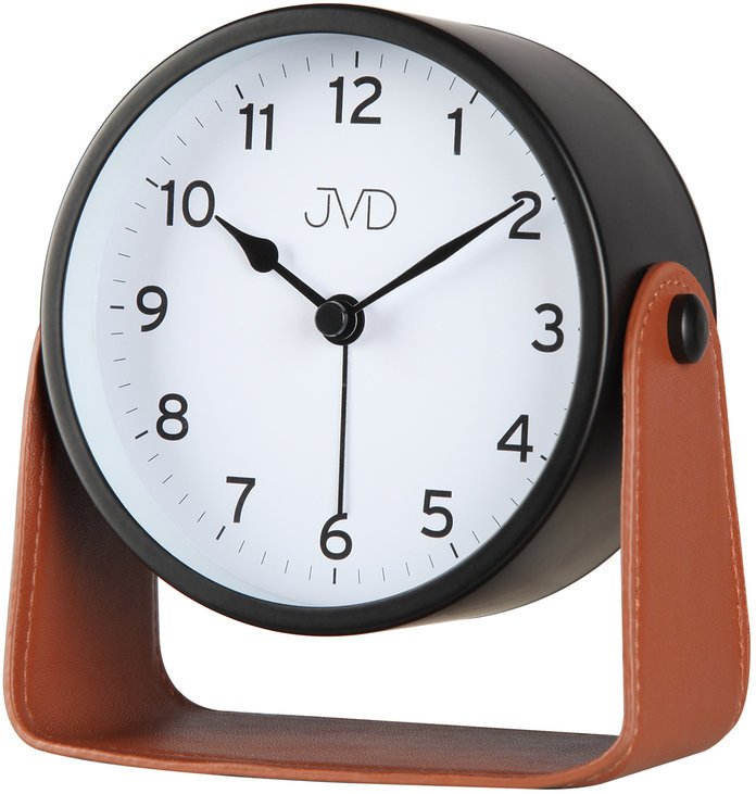 JVD Budzik SRP2313.1 12 cm czarny skórzany podstawka