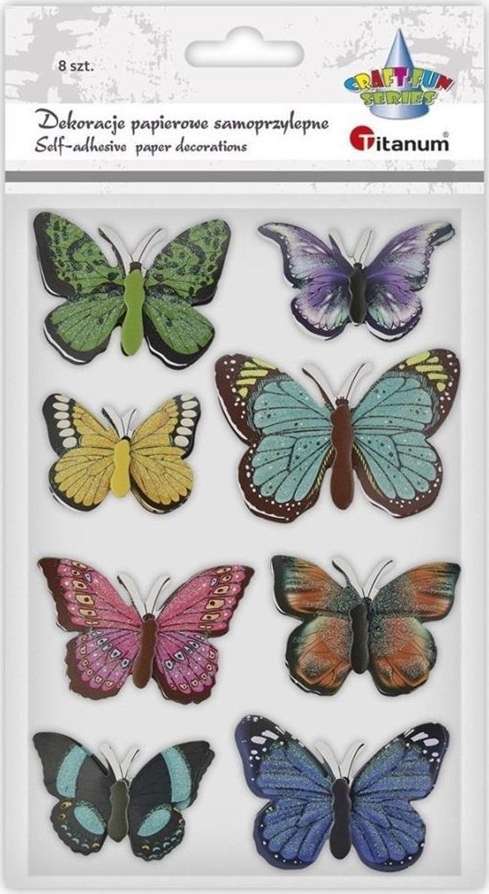 Dekoracje samoprzylepne papierowe 3D motyle 8szt
