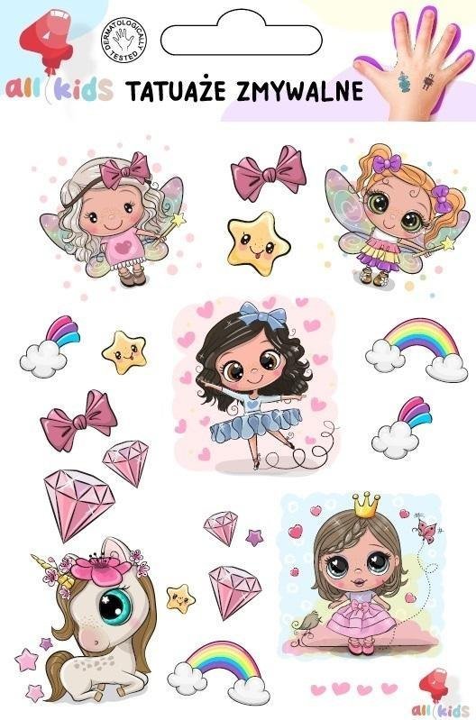 Tatuaże zmywalne dla dzieci Baletnica księżniczka