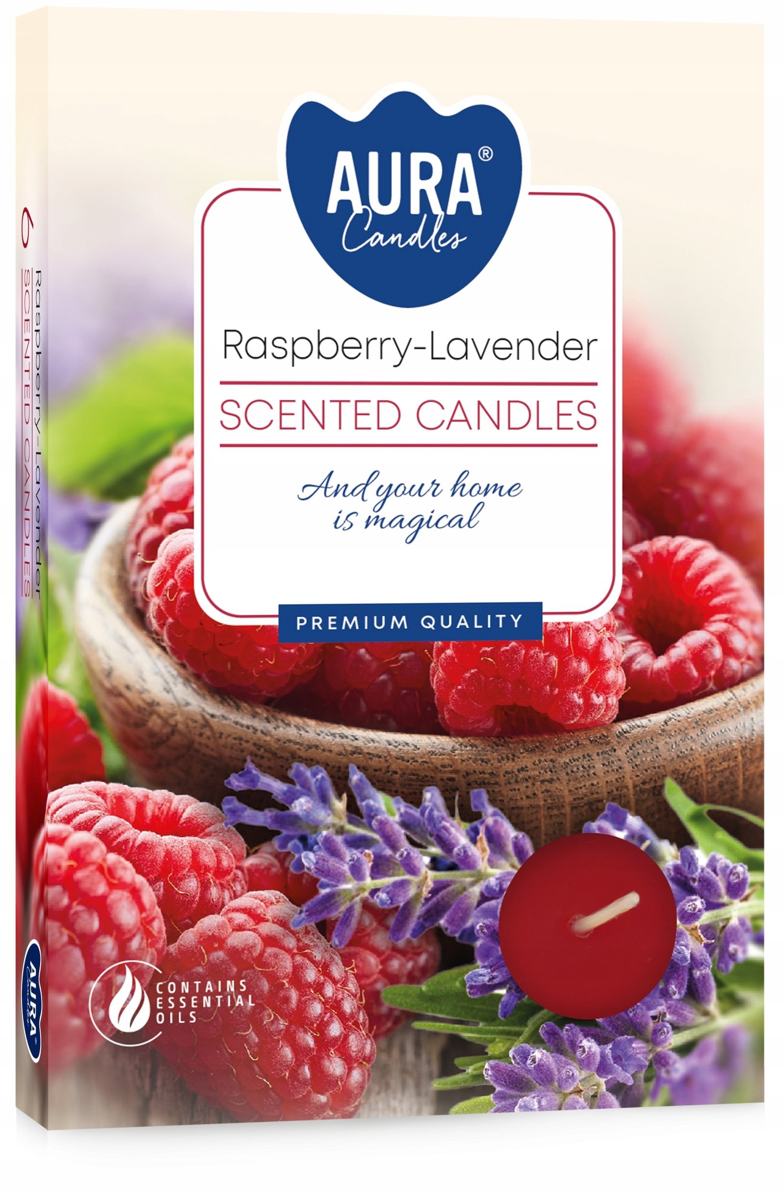 Świeczki podgrzewacze tealight parafinowe Malina - Lawenda 6szt Aura