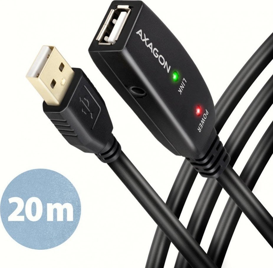 Kabel USB Axagon USB-A - USB-A 20 m Czarny (ADR-220)