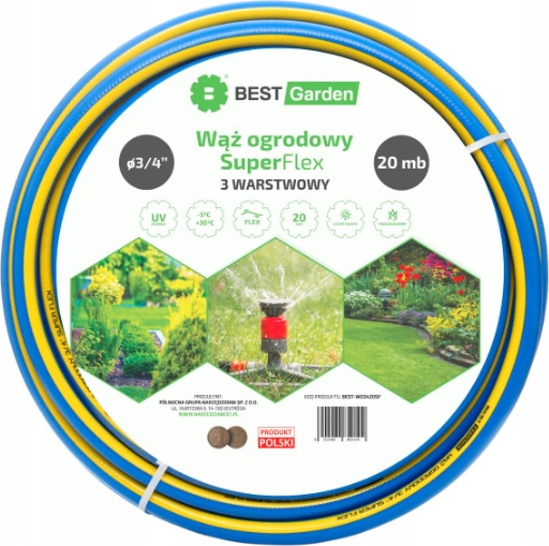 BEST GARDEN WĄŻ OGRODOWY 3/4” 20m SUPER FLEX BEST GARDEN