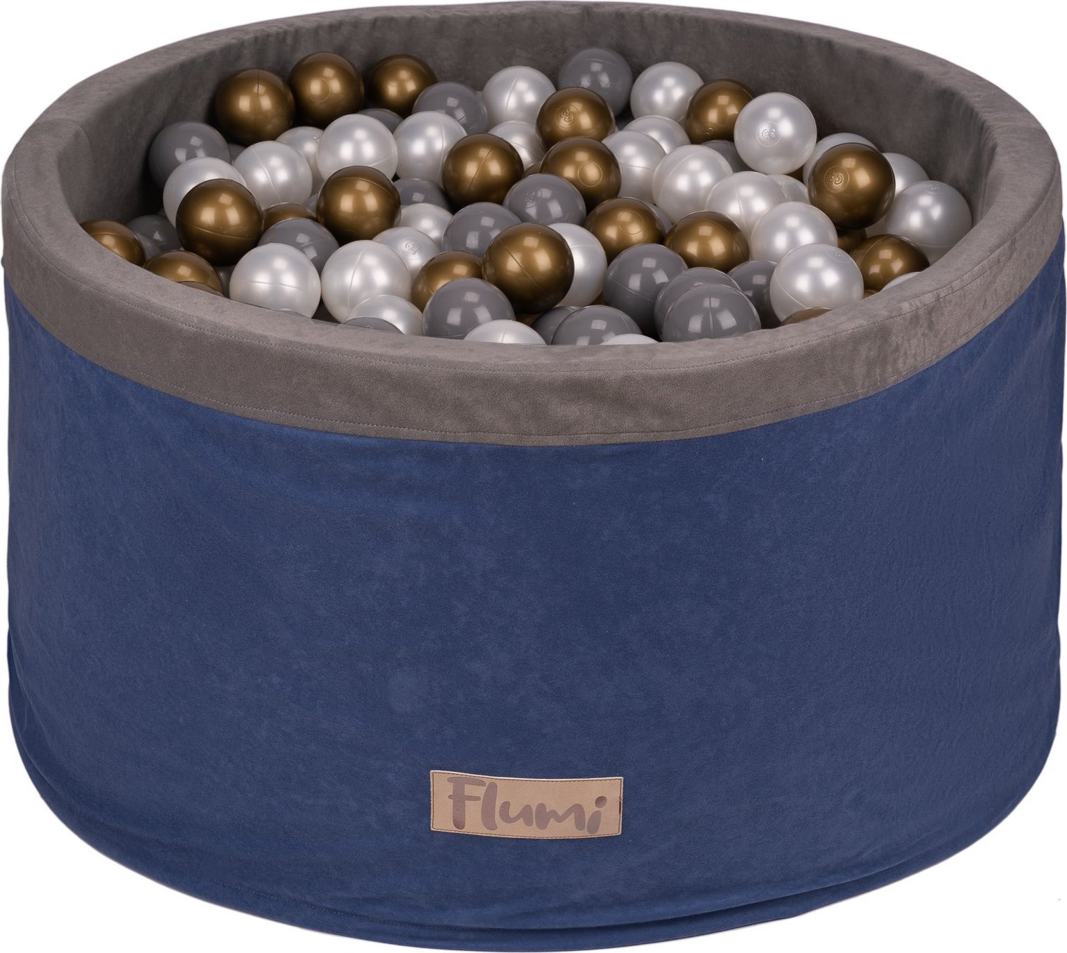 Blomster Suchy basen NIEBIESKI + PIŁKI ZŁOTE-SZARE-PERŁOWE