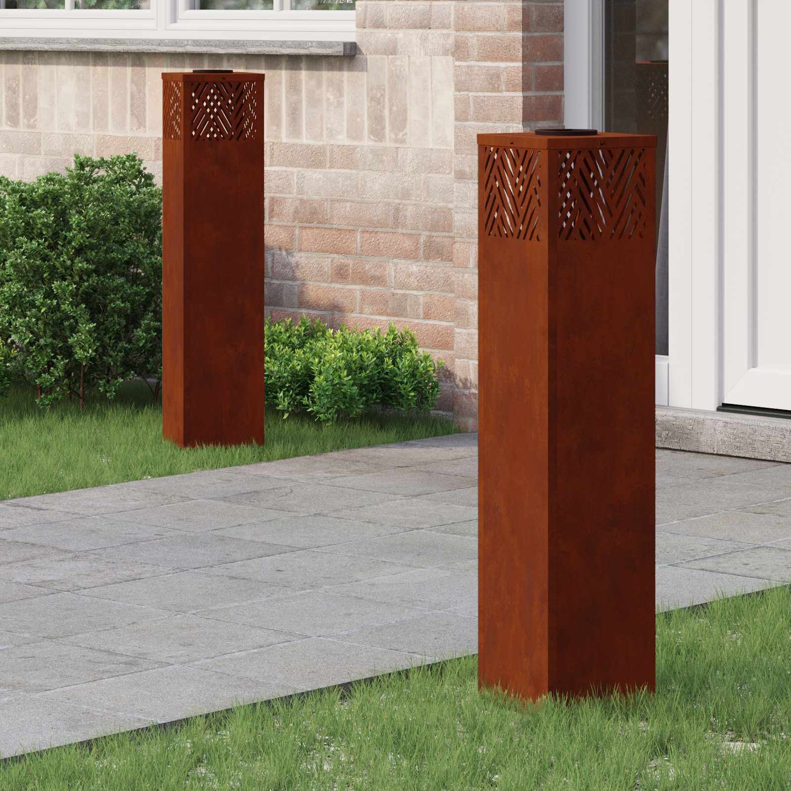 vidaXL Słoneczna LED lampa na ścieżkę 2 pcs Stal Corten Stal Corten