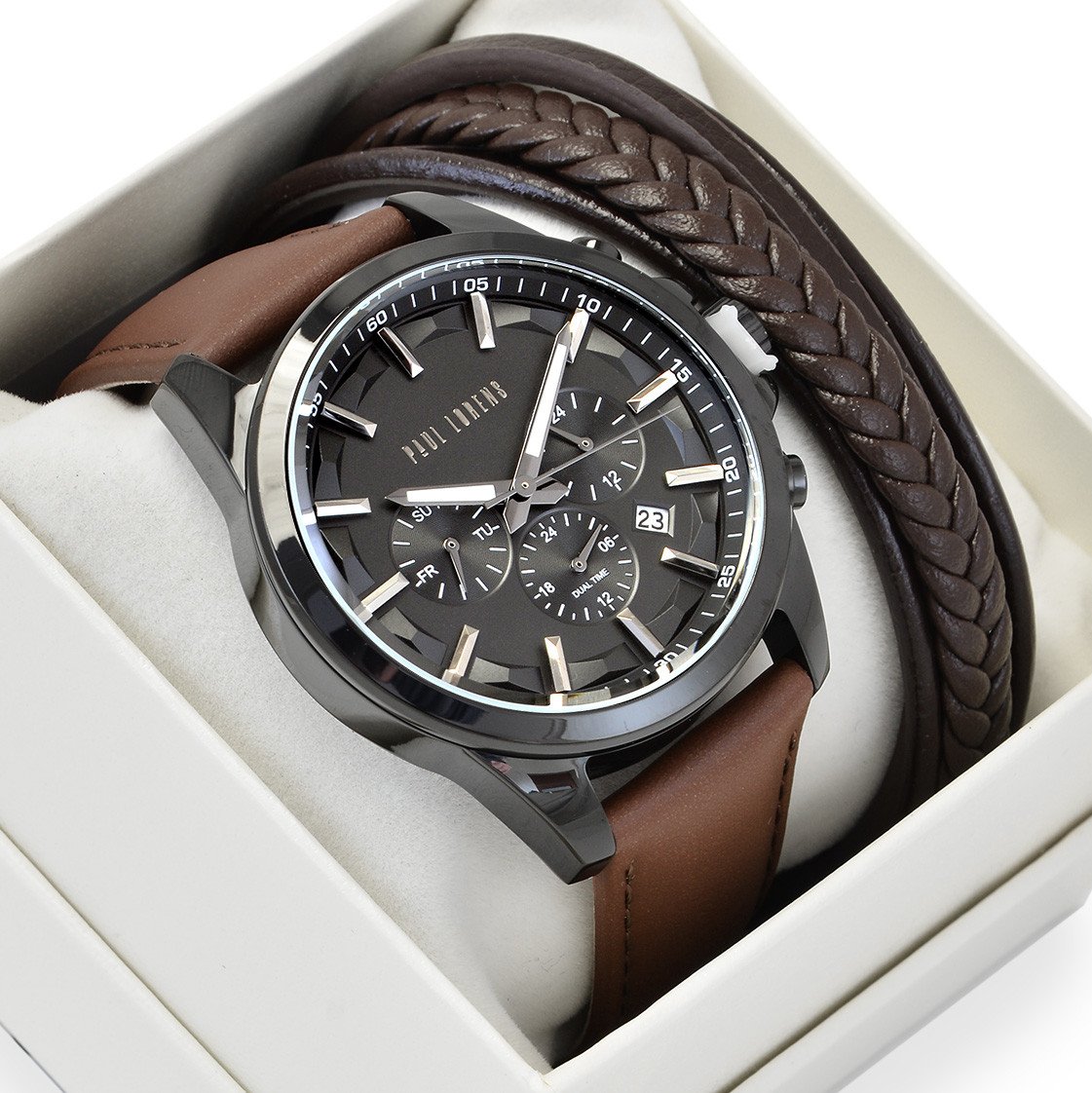 Zestaw męski zegarek Paul Lorens MAKALU PL20010A-1B2 + bransoletka