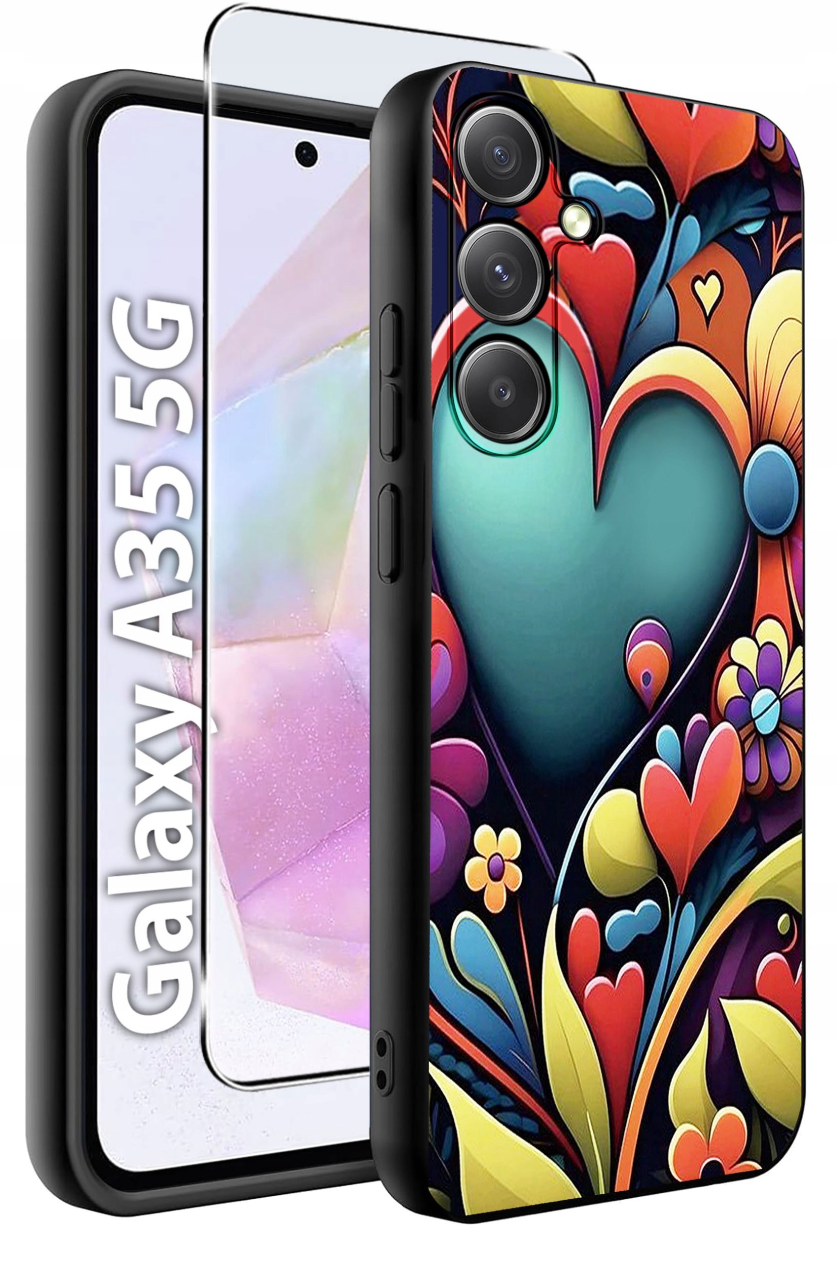 ETUI do Samsung A35 5G WZORY | SILIKONOWE MATT CASE + SZKŁO HARTOWANE 9H