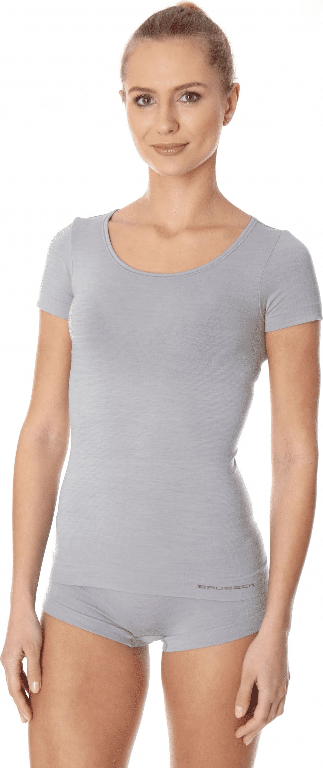 Brubeck SS11020 Koszulka damska z krótkim rękawem COMFORT WOOL popielaty M