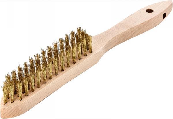 Lessmann Szczotka druciana ręczna, drut mosiężny falisty 0,35mm 4-rzędowy Lessmann