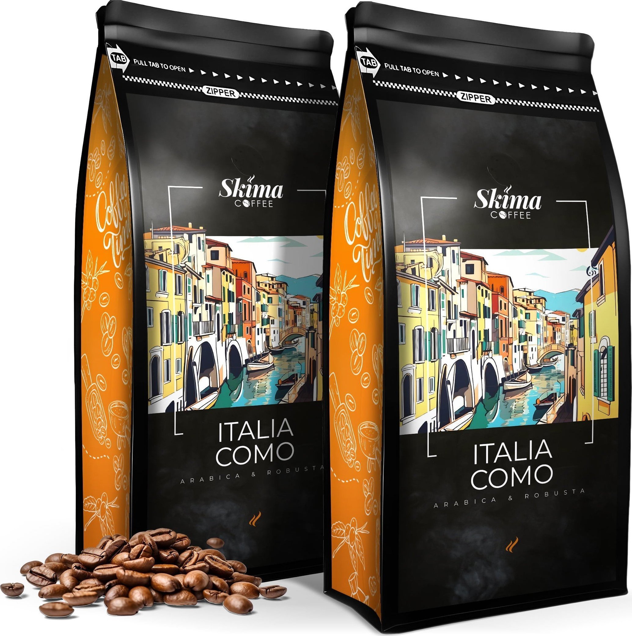 Kawa ziarnista SkimaCoffee Zestaw Kawa ziarnista 1kgX2 ITALIA COMO BLEND Świeżo Palona do ekspresu