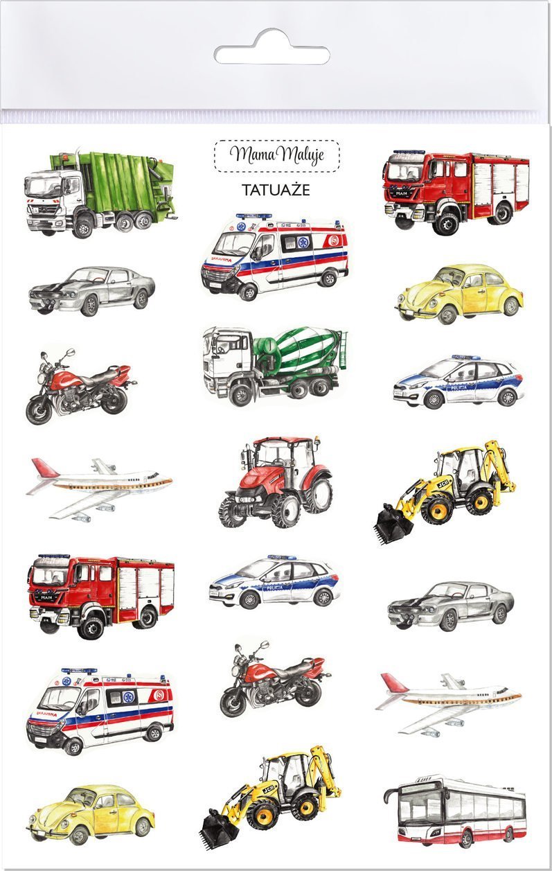 Mama Maluje Tatuaże zmywalne Pojazdy