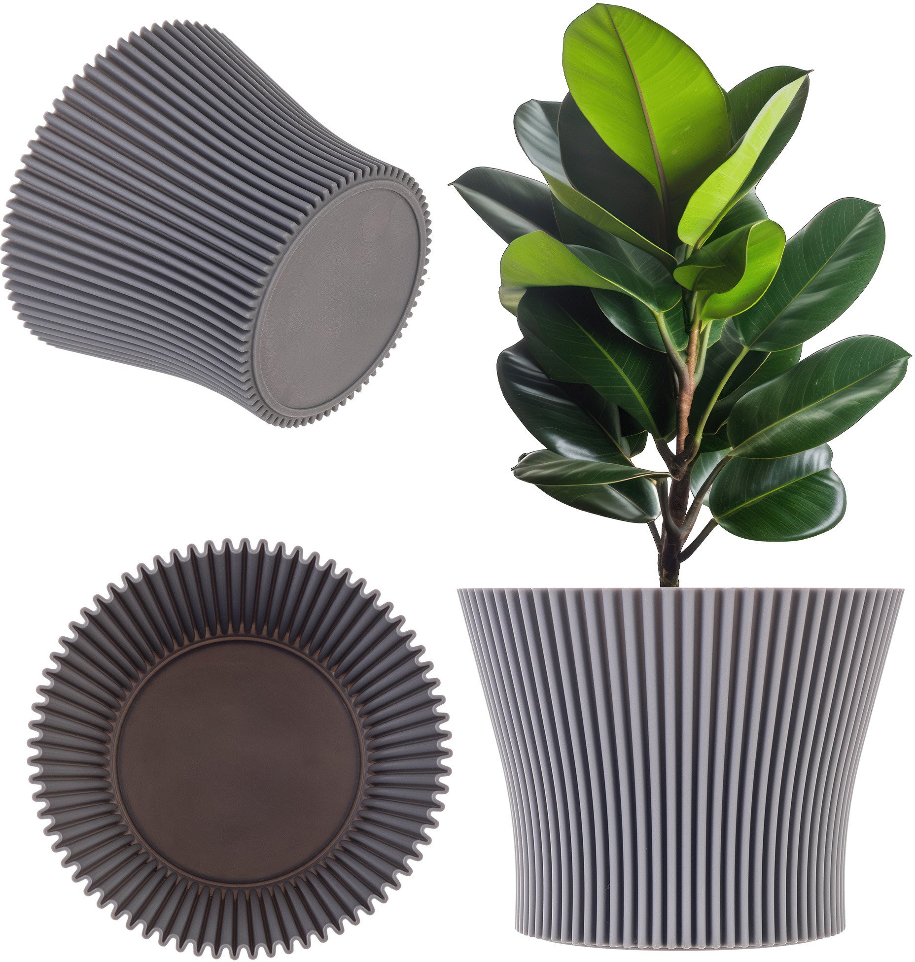 KADAX Doniczka Donica Na Kwiaty 13cm Osłonka Rośliny Kwietnik Plastikowa szara