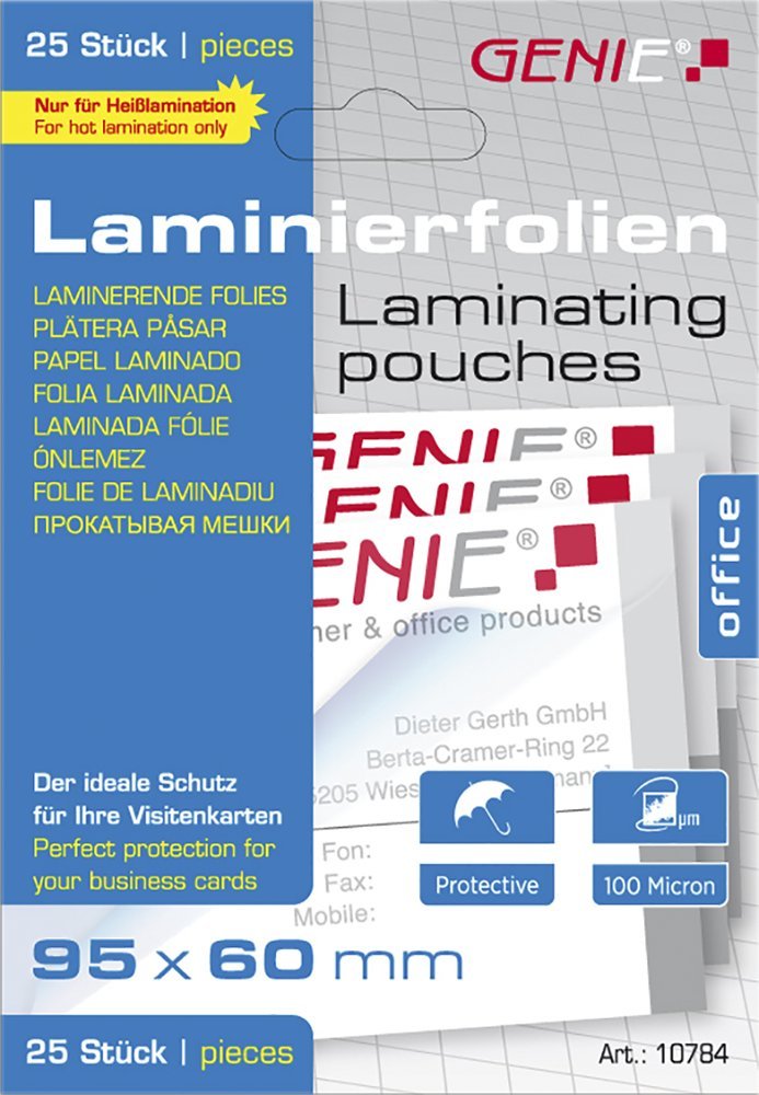 Genie GENIE Laminiertaschen 25 im Visitenkartenformat - Folien