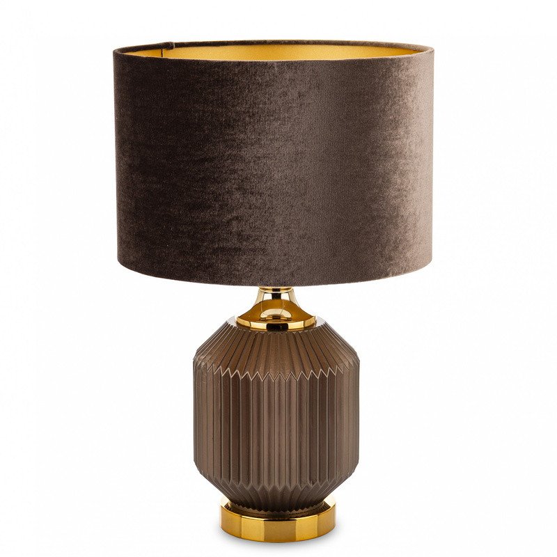 Szklana elegancka Lampa z Kloszem brązowo-złota Dekoracja do Wnętrz 51cm x 33cm x 33cm