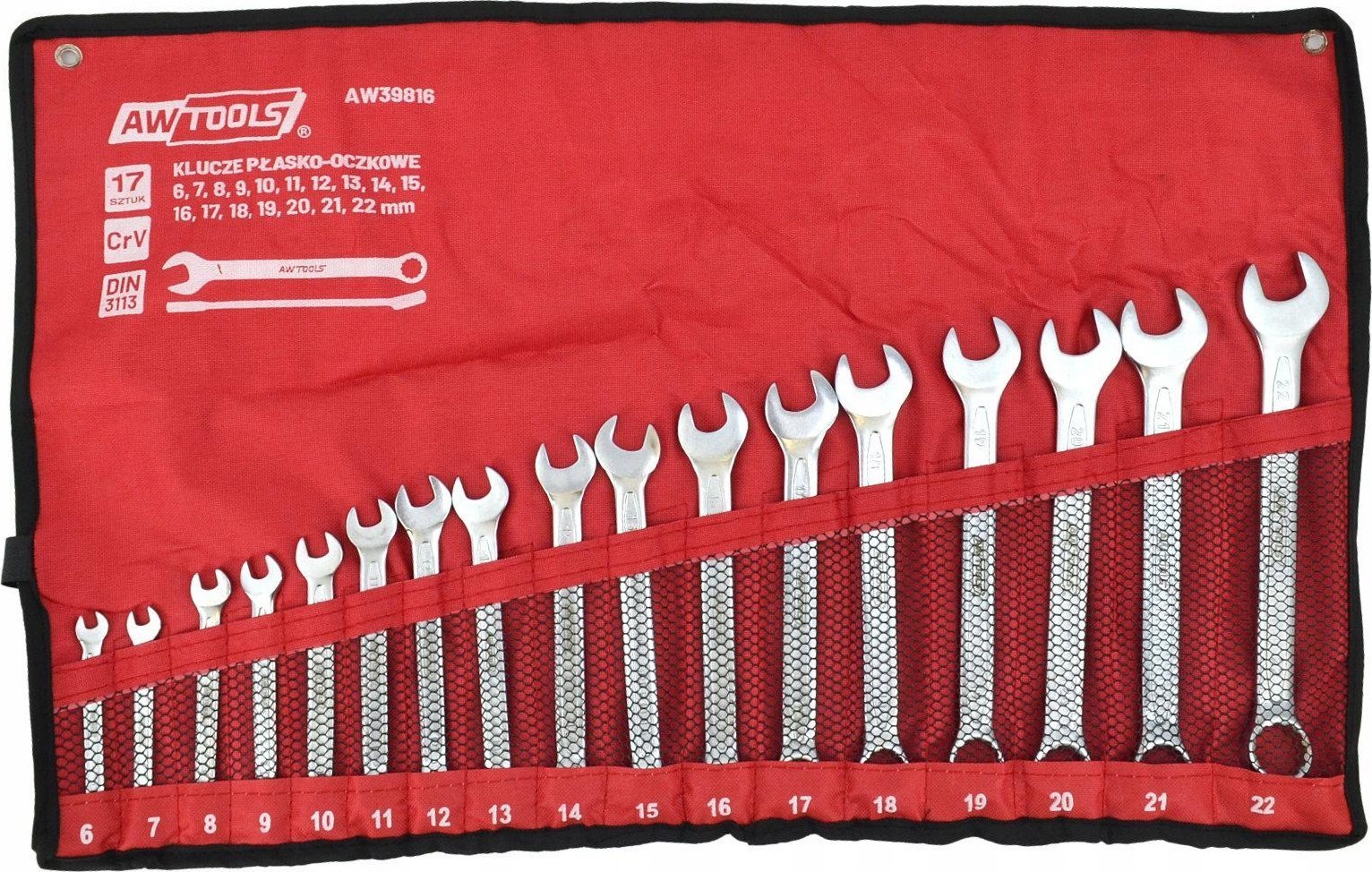 AWTools AW KLUCZ PŁASKO-OCZKOWY KPL.17szt./6mm-22mm