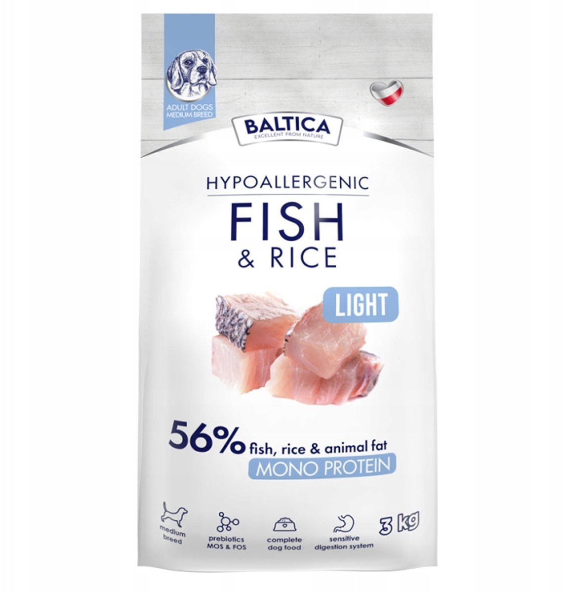 BALTICA NUTRACEUTIC Hypoallergenic Fish & Rice Light M 3kg