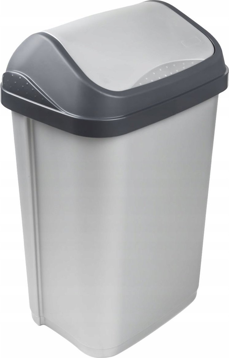 Kosz na śmieci OKT Kosz na Śmieci 25L Kubeł z Obrotową Klapą Srebrny