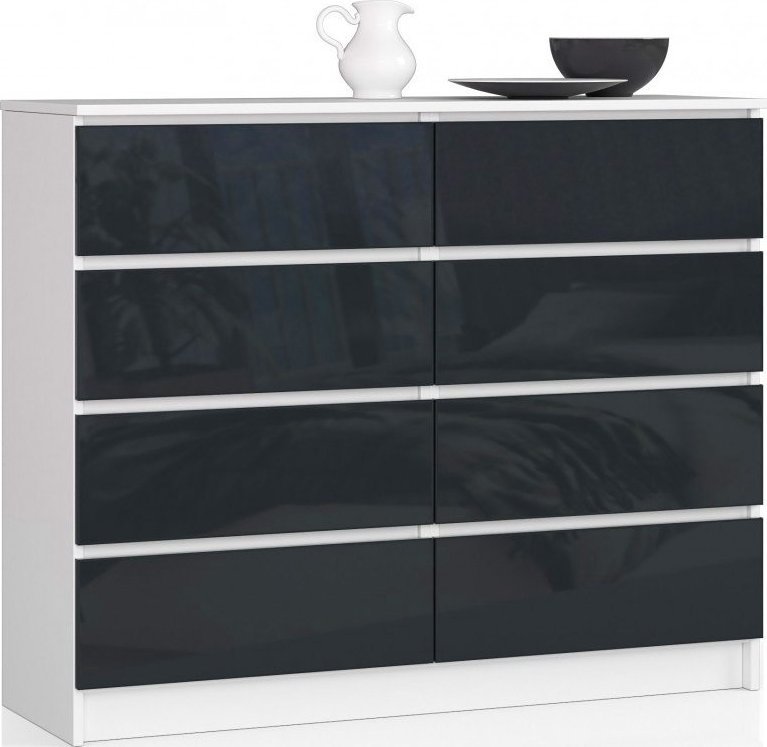 Elior Komoda z szufladami do biura biała + grafit połysk - Stigio 4X