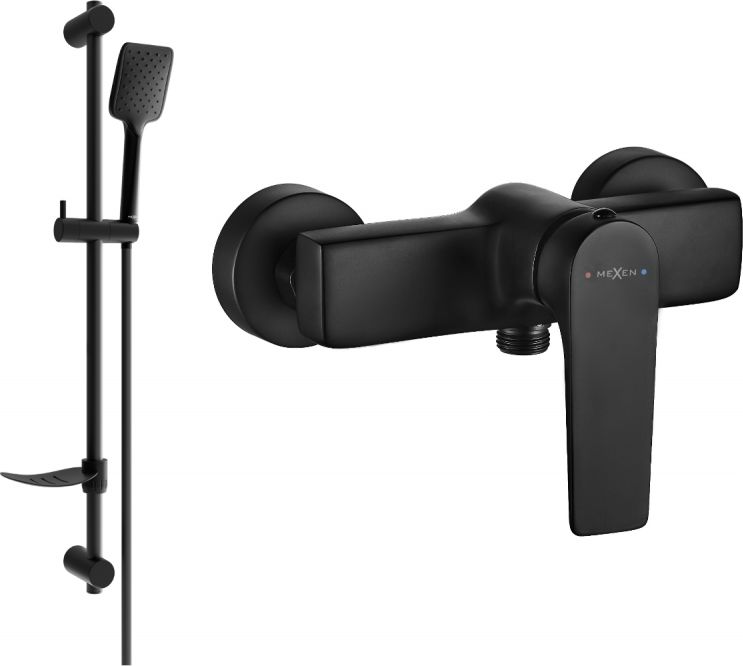 Mexen Mexen Lynx DF62 bateria prysznicowa z zestawem prysznicowym, czarna - 74594DF62-70