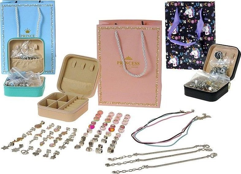 Zestaw do bransoletek w etui + torebka MIX