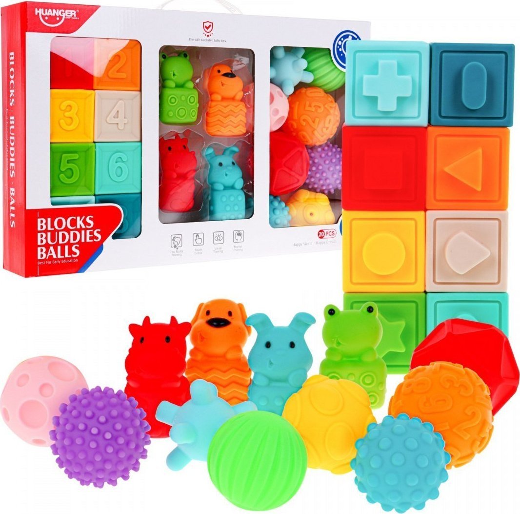 DWM MEGA ZESTAW GUMOWYCH PIŁEK SENSORYCZNYCH DLA NAJMŁODSZYCH