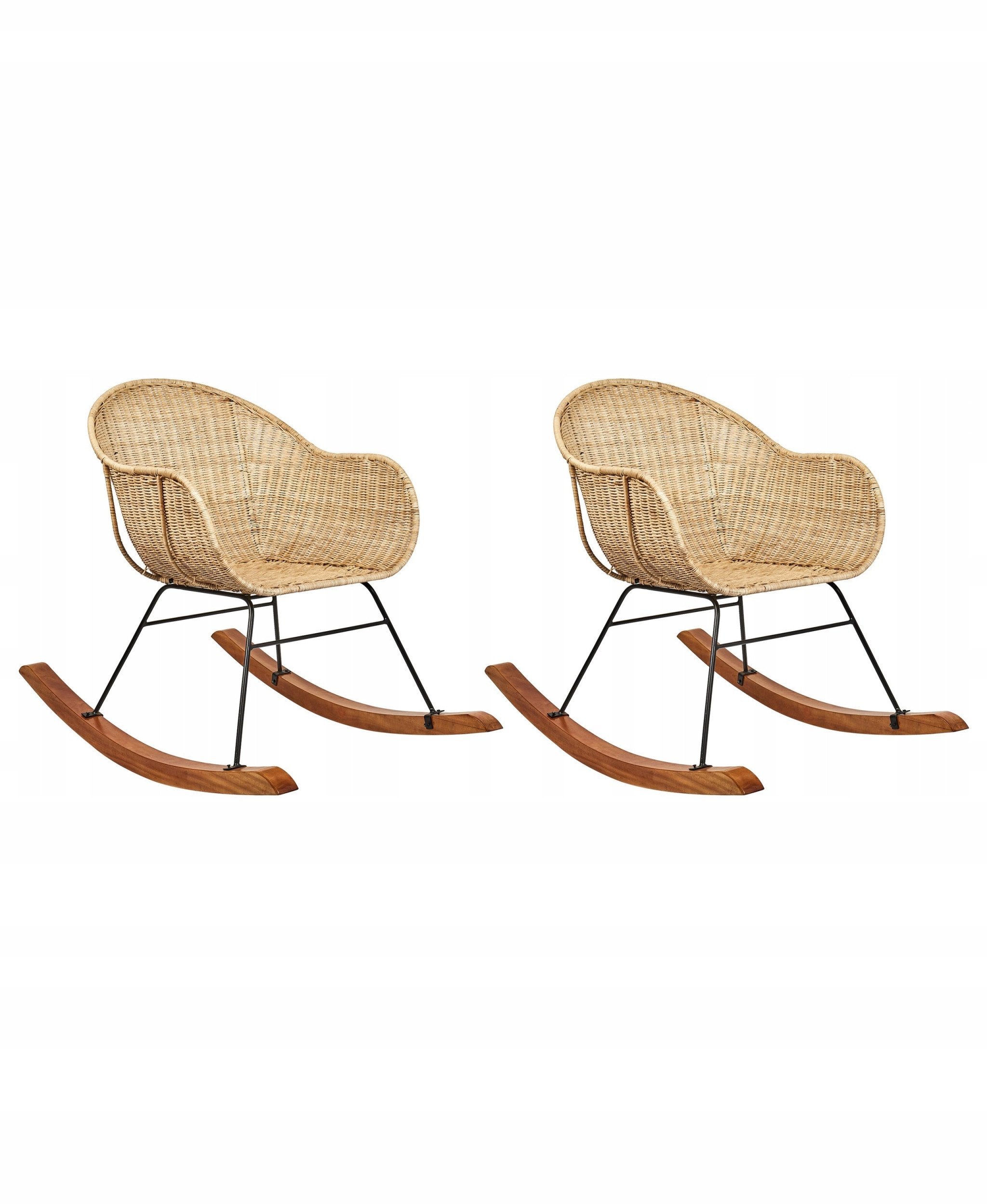 Beliani Zestaw 2 foteli bujanych LAVINIO Rattan Naturalny