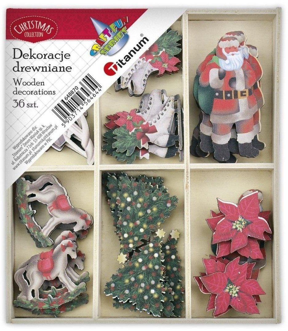 Drewniane dekoracje w drewnianym pudełku 96x110mm