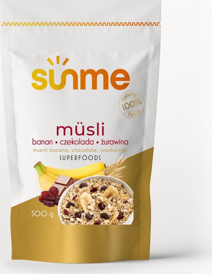 Sunme Musli banan-czekolada-żurawina 500 gram