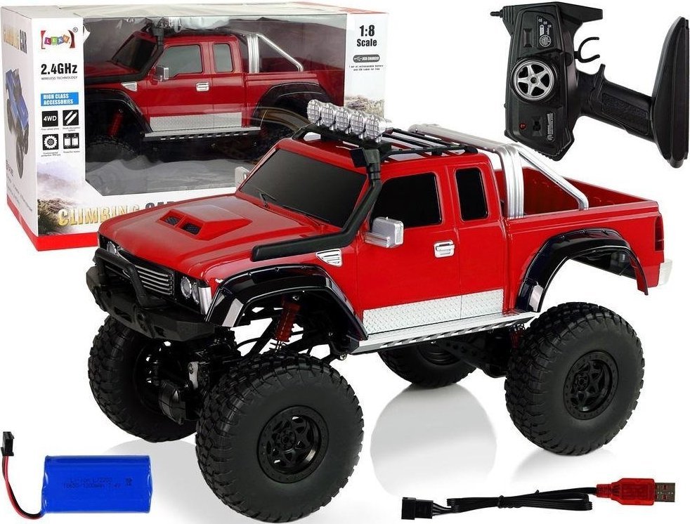 LeanToys Auto Off- Road R/C 2.4G Climbing Car 1:8 czerwony