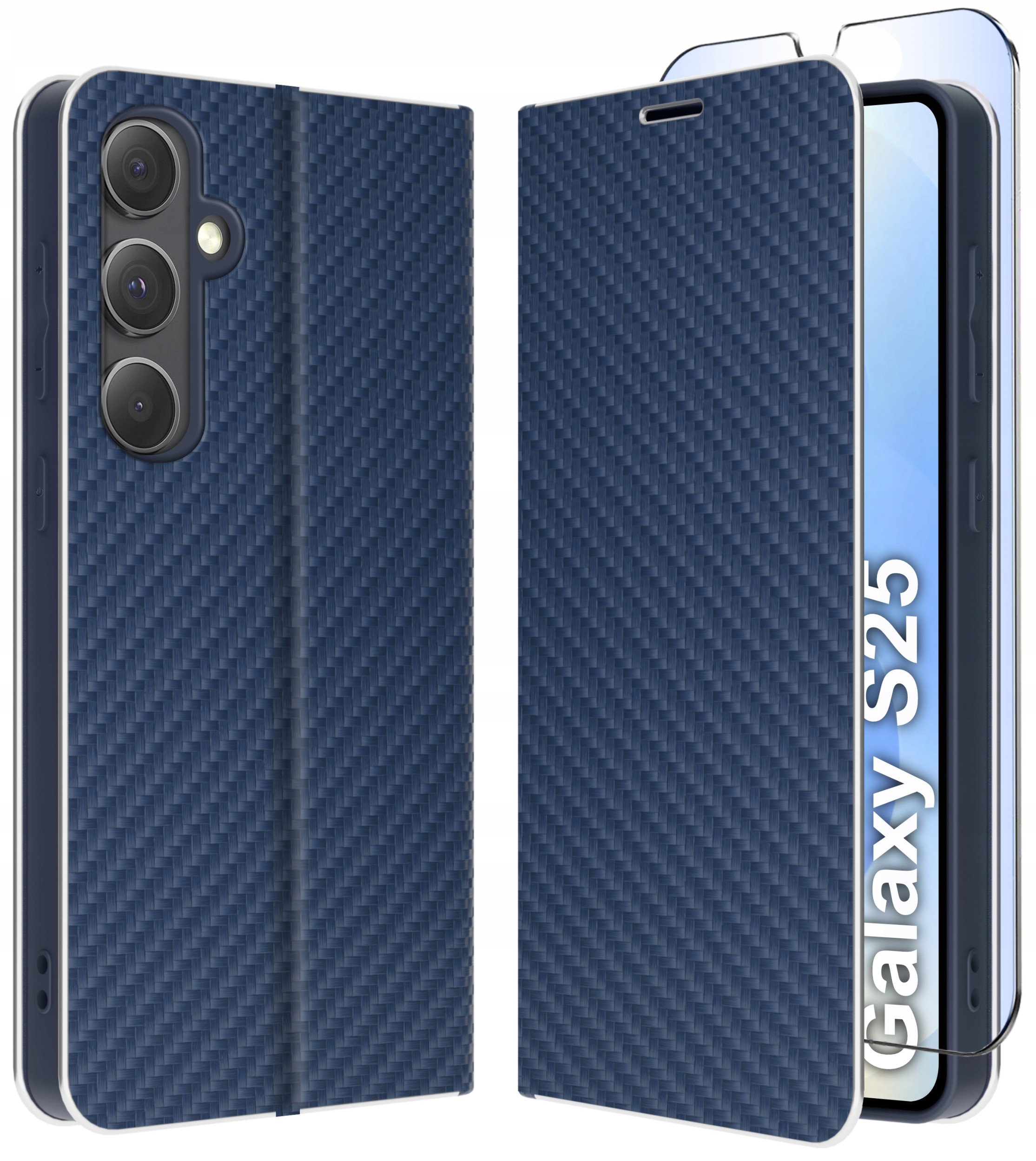 ETUI do Samsung S25 | CARBON PORTFEL BOOK TOKRA CASE CLASSIC + SZKŁO