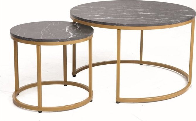 Signal Ława DION czarna efekt marmuru/złoty (zestaw)