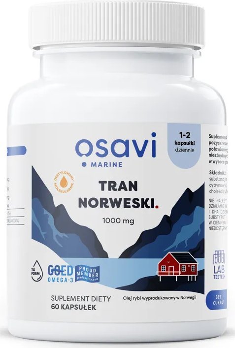 Osavi Osavi - Tran Norweski, 1000mg, Cytryna, 60 kapsułek miękkich