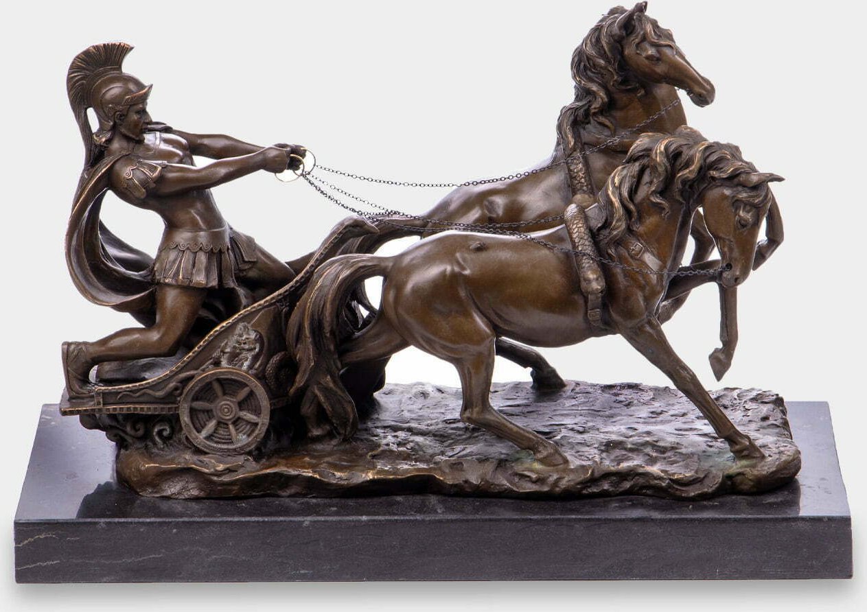 rzezbyzbrazu Rzymski Wojownik w Rydwanie Rzeźba z Brązu