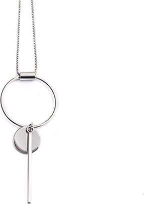 Srebro i Kamienie Srebrny naszyjnik kółko i patyczek