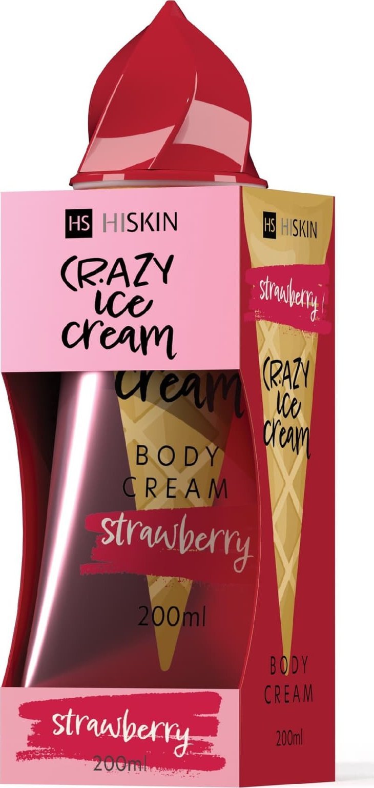 HiSkin HISKIN Crazy Ice Cream Krem do ciała - Strawberry 200 ml